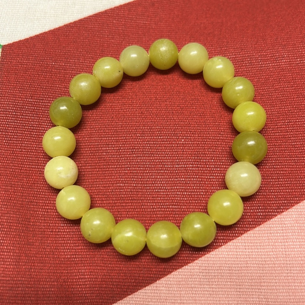 Lemon Jade Natural Stone 10mm Beads Stretchable Bracelet 7" - Best Gift